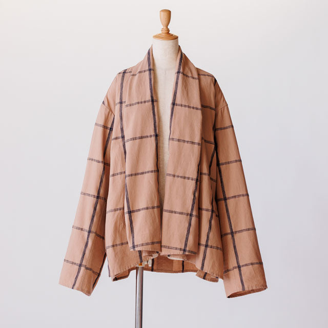 short haori マーカーチェックベージュ