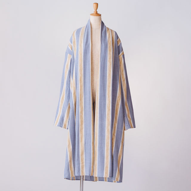 long haori ブラシストライプブルーゴールド