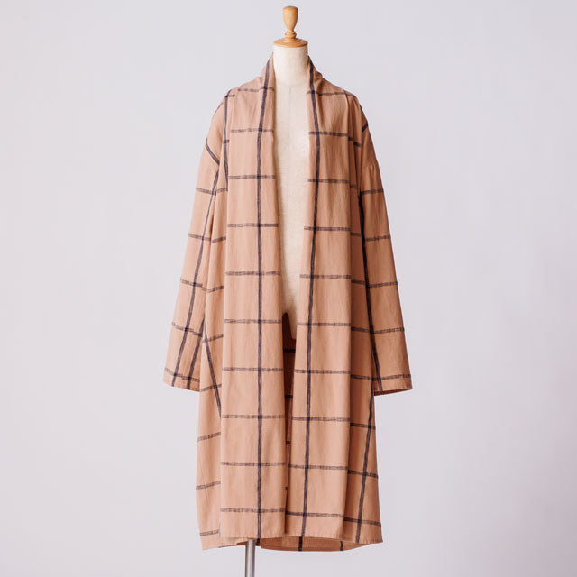 long haori マーカーチェックベージュ