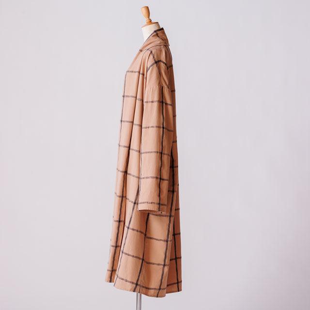 long haori マーカーチェックベージュ