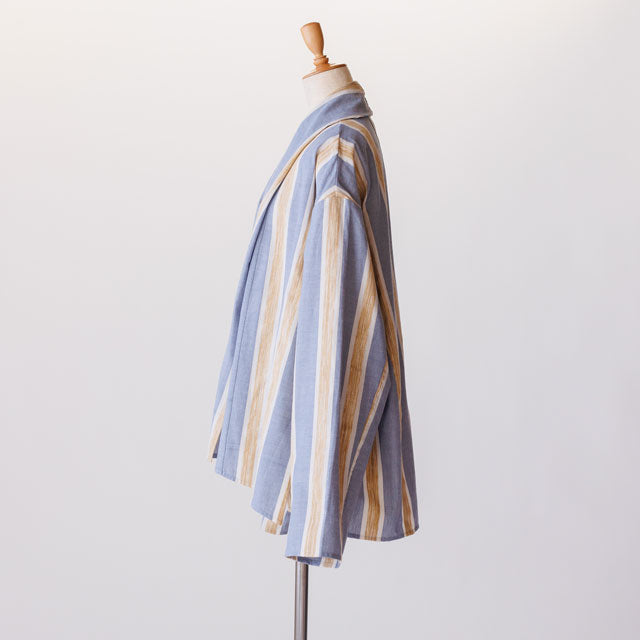 short haori ブラシストライプブルーゴールド