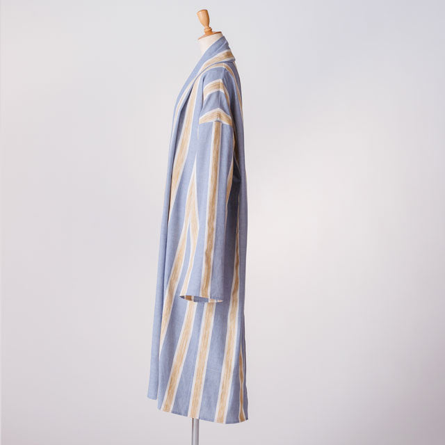 long haori ブラシストライプブルーゴールド