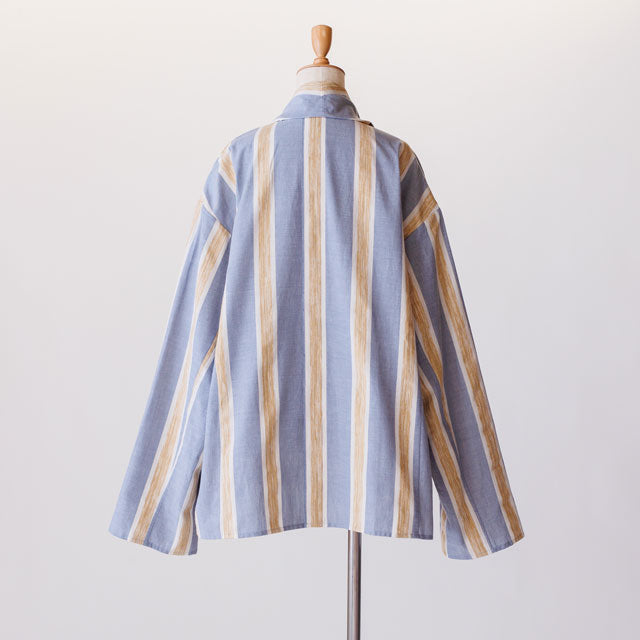 short haori ブラシストライプブルーゴールド