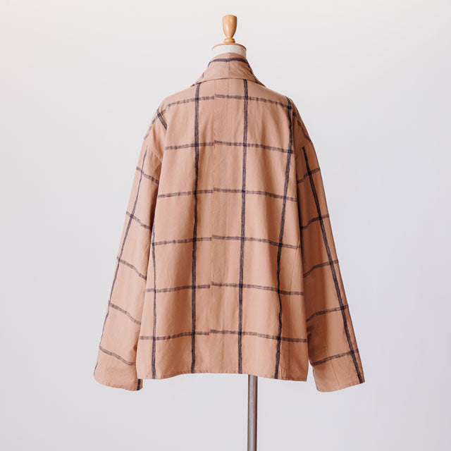 short haori マーカーチェックベージュ